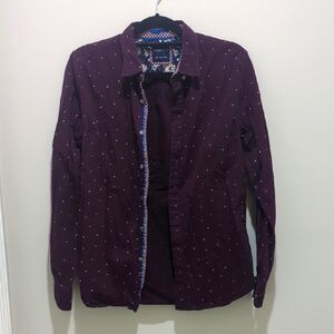 Denim & Flower Men's Burgundy Polka Dot Medium Shirt